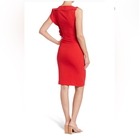 NWT REISS Robyn Ruffle Side Bodycon Dress In Red. $370 - Picture 14 of 14